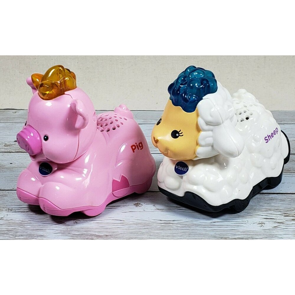 2 VTech Go Go Smart Animals Perry Pig & Shelly Sheep Music Singing